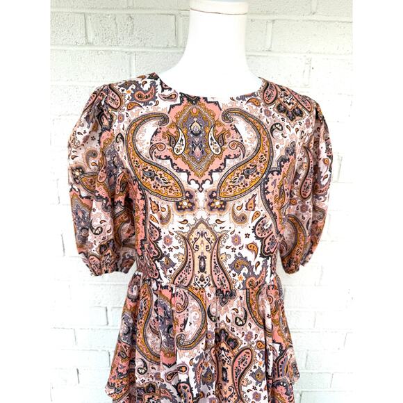 Anthropologie x Kachel Tiered Maxi Dress Medium Boho Peasant Paisley Feminine - Picture 10 of 15